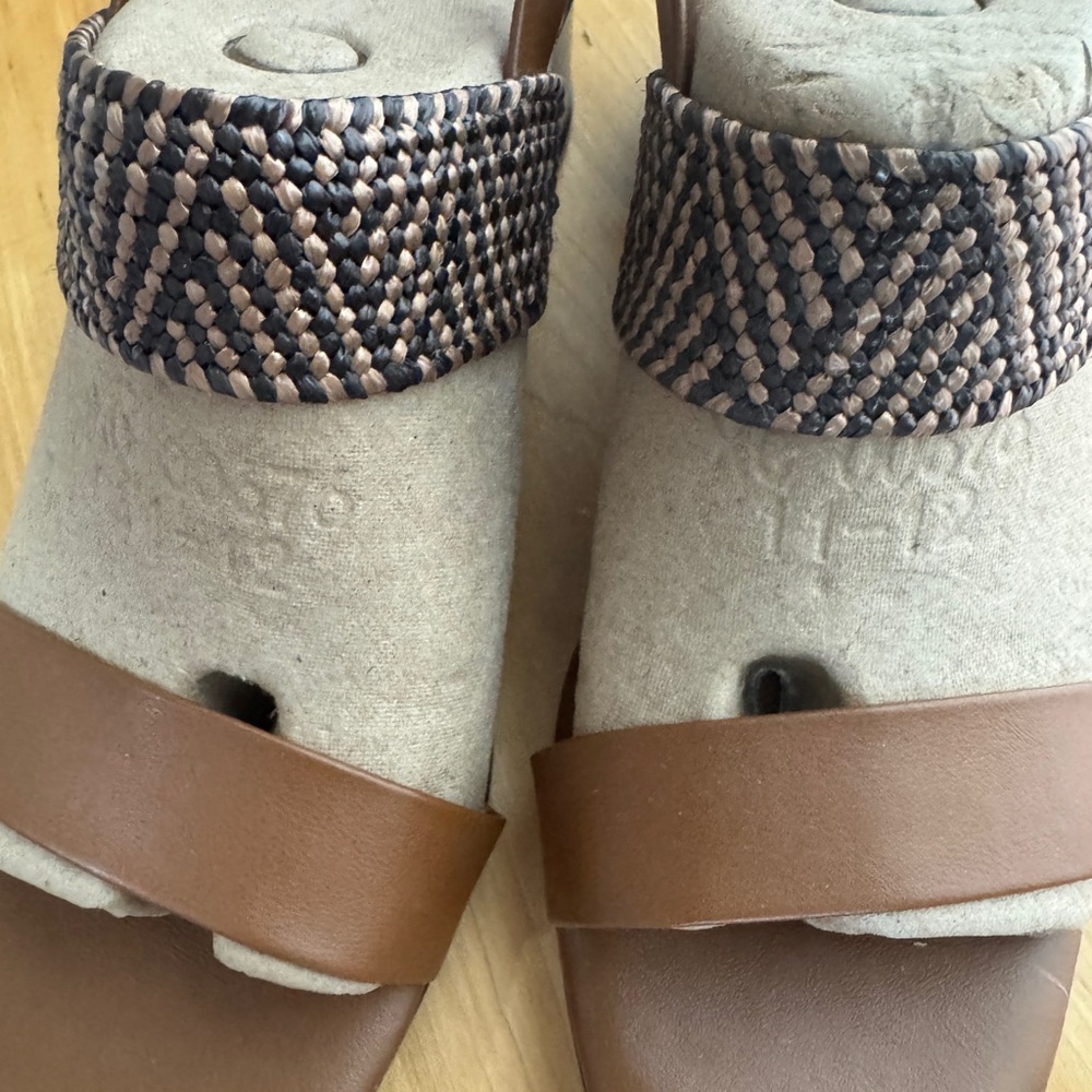 NEW ITALIAN SHOEMAKERS Black Brown Tan Sling back Sandals  Women's Sandals 8.5 M - Picture 3 of 11